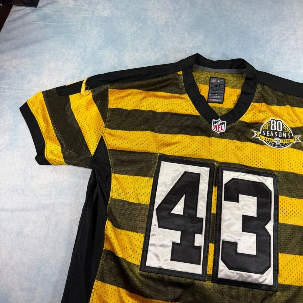 Nike Pittsburgh Steelers Jersey Mens 48 Yellow Excellent Polamalu 43 Bumblebee